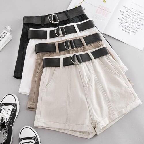 2020 New Summer Women Casual Loose Jeans Shorts High Waist Sashes Denim Shorts Female All Match Wide Leg Shorts Hot Shorts A1850