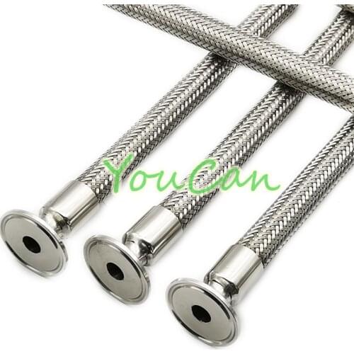 SUS304 Stainless Steel Pipe OD 19/25/32/38/45mm 1.5" 2" Tri Clamp Braided Soft Tube Bellow For Homebrew