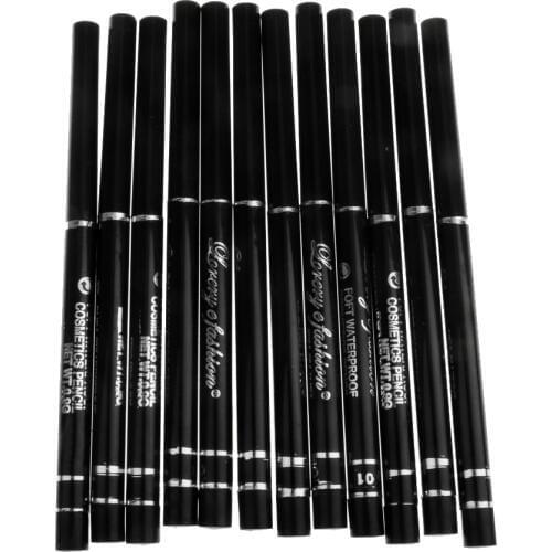 12PCS Black Cosmetic Waterproof Eye Shadow Eyeshadow Eye Liner Eyeliner Makeup Pencil Pen LONG LASTING