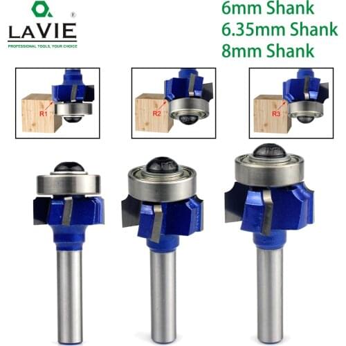 LAVIE 1pc 6mm 1/4 8 Shank Z4 Corner Round Router Bit R1 R2 R3 Trim Edging Woodworking Mill Classical Cutter Bit for Wood 051-Z4