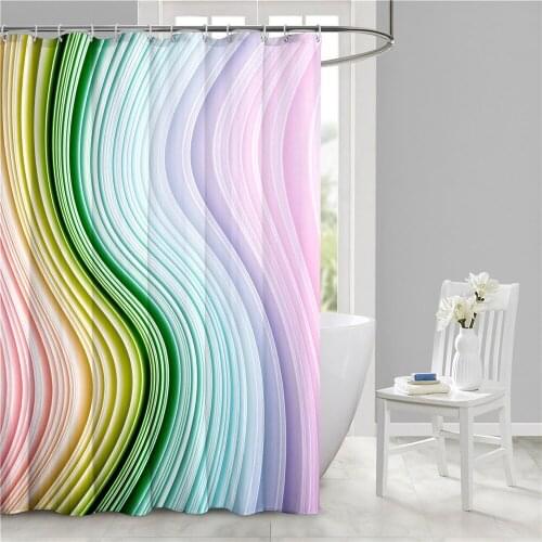 3D Rainbow Curve Line Printed Bath Waterproof Bathroom Shower Curtain in the Bathroom for Modern Accessory Bathroom Bath Product