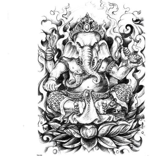 Pikanet Ganesha Temporary Tattoo Sticker 3D Body Art fake tattoo tatouage temporaire Femme waterproof Temporary Tatoo