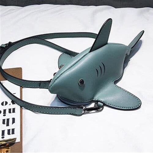 Funny Cartoon Shark Shape Women Shoulder Bags Cartoon Chain Messenger Bag Ladies Lovely PU leather Phone Bag Crossobdy Bags