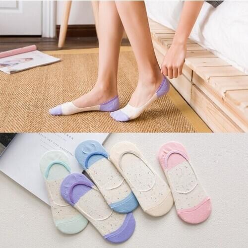 ZDL-122 Modern Soft Women Cotton Low Cut Invisible Sock Slippers Non-Slip 10pairs
