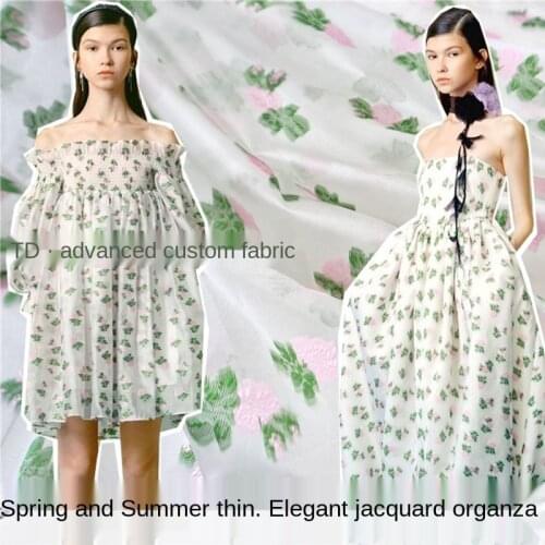 Spring and Summer Thin European and American Floral Yarn -Dyed Jacquard Organza Dress Fashion Fabric Pettiskirt Fabric