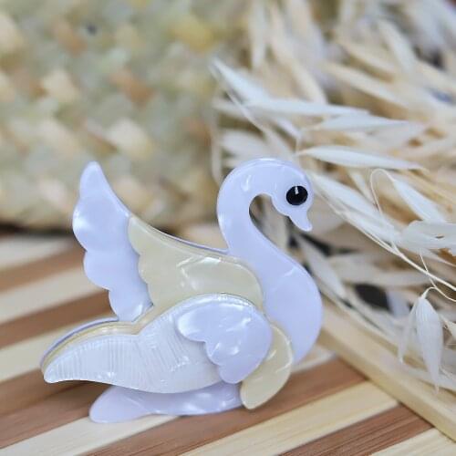 New Fashion Large Handmade Acrylic Birds Brooches Safety Pins For Women Acetate Fiber Swan Animal Brooch Bag Jewelry Gift