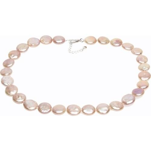 19“ Womens Pink Baroque button Pearl Necklace