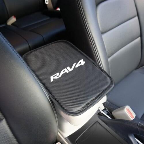 1pcs Car Carbon fiber Soft Central Armrest Console Box Pad Cover for Toyota RAV4 2013 2014 2015 2016 2017 Auto Accessories