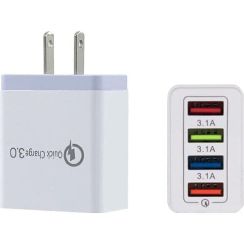 1 PCS 4 USB Interface American Plug Charger Quick Charge 3.0 Mobile Phone Adapter Portable Wall Mobile Charger Travel Charger