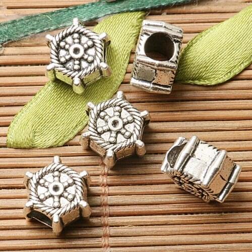 10pcs dark silver color 2sided ship rudder design loose bead fit bracelet EF2822