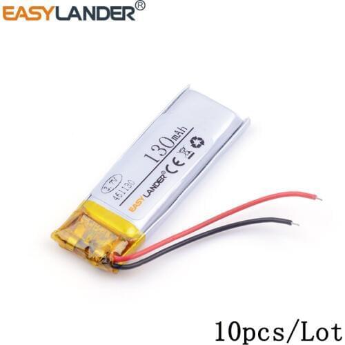 10pcs /Lot 461130 130mAh 3.7v lithium Li ion polymer rechargeable battery For MP3 MP4 Bluetooth headset small toy sound DVR