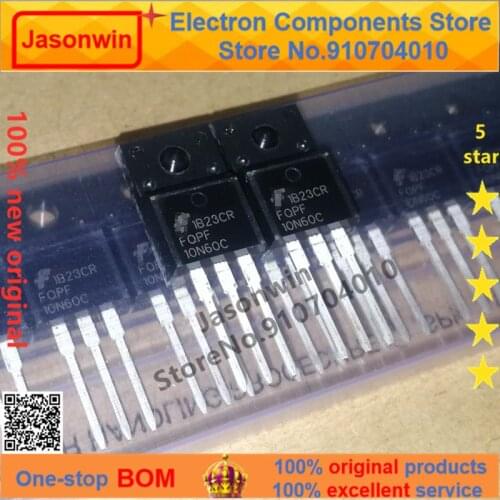 100% nuevo 50 unids/lote original MOSFET FQPF10N60C 10A600V FQPF10N60 10N60C TO-220F Transistor