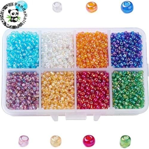 3mm 1 Box 8/0 Glass Seed Beads Round DIY Loose Spacer Beads for Jewelry Making Mixed Color Hole: 1mm about 4200pcs/box
