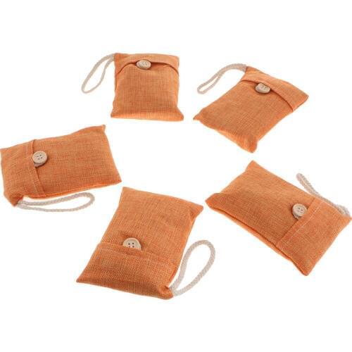 5 Pack Air Purifying Bags Nature Fresh Style Charcoal Bamboo Orange