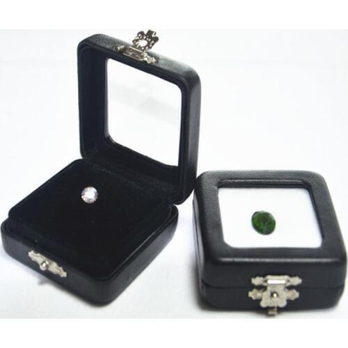 50pcs Black PU Leather Diamond Box High Grade Gem Jewelry Display Boxes Gem Stone Organizer Holder Gift Box SN1901