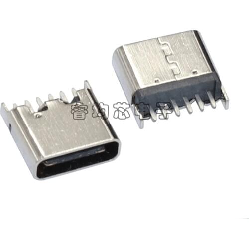 50PCS/Lot Type-C 6P USB-3.1 Female Jack/Socket Connector 180-degrees 6.8mm height For Charging
