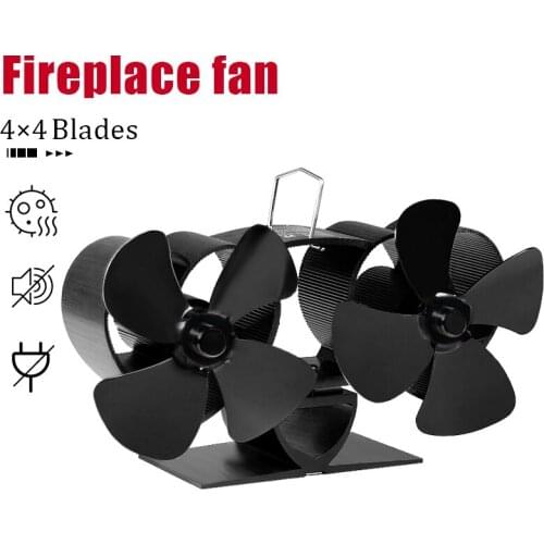 8 Blades Dual Head Blade Fireplace Fan Upgrade Heat Powered Fan Wood Burner Eco Friendly Fan Home Efficient Heat Distribution