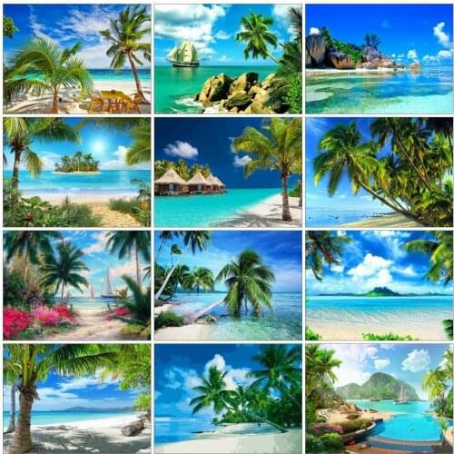 AZQSD 5D Diamond Painting New Arrivals Seaside Tree Handmade Diamond Embroidery Scenic Mosaic Halloween Decorations For Home