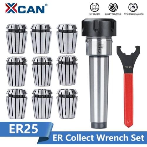 XCAN ER Collet Chuck 3-16mm with UM Type ER25 Nut Wrench and MTB3 Morse Taper CNC Milling Tool Lathe Tools