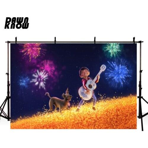 DAWNKNOW COCO Miguel Photography Background Backdrop Cartoon Fireworks Party Planning Poster Tapestry Photocall Photo Studio