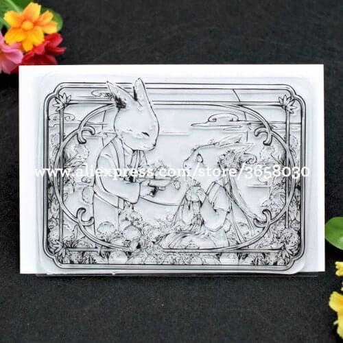 Rabbit Couple Background Easter Deco Scrapbook DIY photo cards rubber stamp clear stamp transparent stamp 10x14cm 8071370