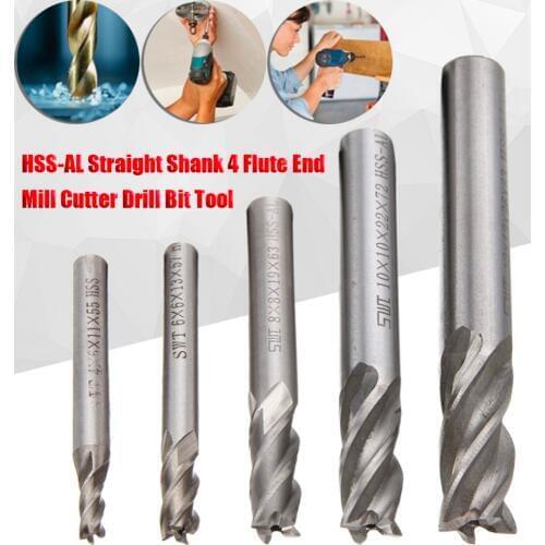 1PCS HSS-AL Straight Shank 4 Flute End Mill Cutter Drill Bit Tool ( 4/6/8/10/12mm)