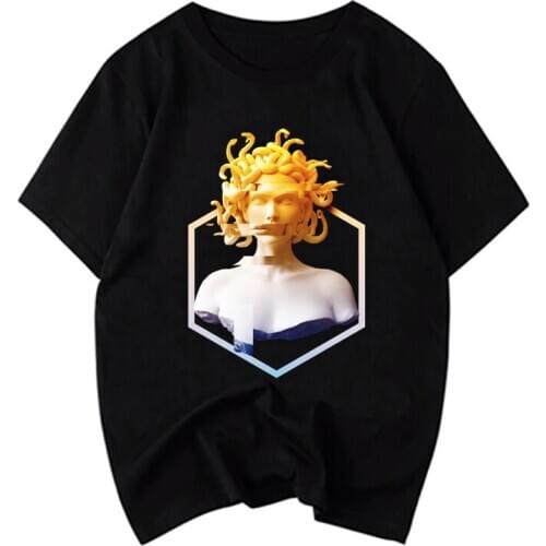 Medusa T Shirt Funny Alone Tumblr Stoney Hiphop Lil Peep Drake Kanye Cartoon T Shirt Men Rap Harajuku Fashion Tshirt