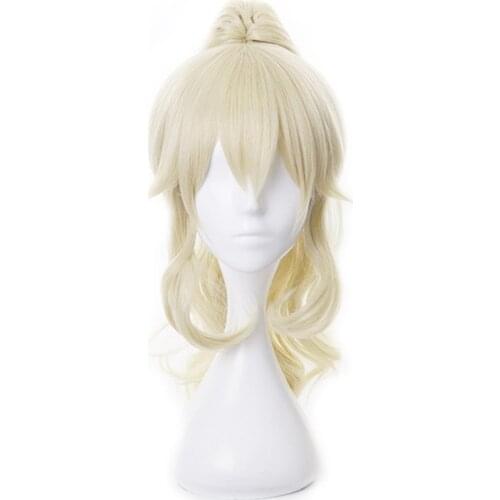Genshin Impact Jean Cosplay Women Golden Ponytail Heat Resistant Synthetic Hair Peluca Anime Cosplay Wigs Halloween