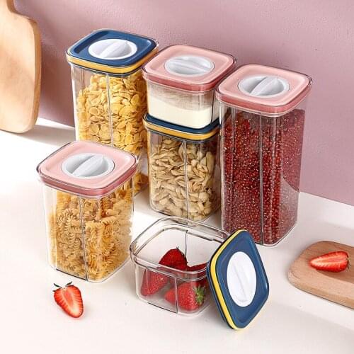 Sealed Storage Box Plastic Grains Food Storage Tank Household Kitchen Food Containers for Dry Cereals Measure Cups Kitchen Tool