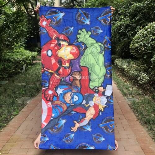 Cotton The Avengers Beach Towel Iron-man Hulk Blanket Adult Child Boys Girls Travel Swimming High Quality Luxury Bath Towel