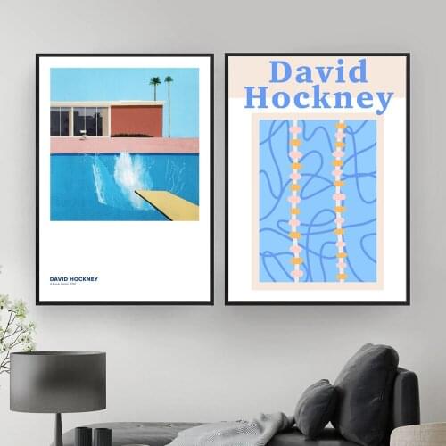 David Hockney Art Poster Print Exhibition Vintage Canvas Painting Abstract Artwork Wall Pictures for Living Room Wall Art Decor