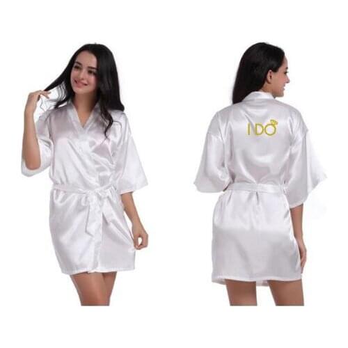 Personalized I Do I Do Crew Robe gold letter Bridal Bride team Kimono satin Robe bachelor wedding Gift Bridesmaid robes