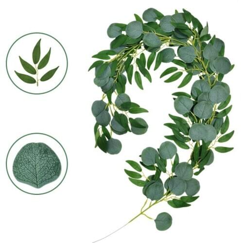 Artificial Plants Green Immortal Willow Leaf Eucalyptus Rattan Wedding Wall Hanging Wedding Restaurant Decoration Home Decor