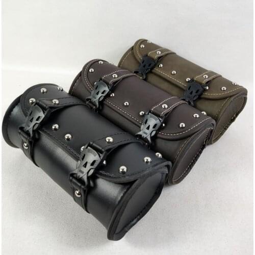 PU Leather Universal Motorcycle Tool Bag Front Fork Handlebar Saddlebag Roll Barrel Racing Tail Barrel Storage