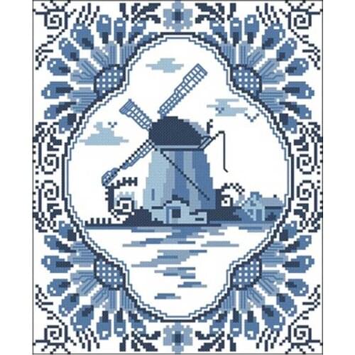 11/14/18/16/22/25/28ct Windmill scenery Patterns Counted Cross Stitch Chinese Cross Stitch Kits Embroidery Needlework Sets