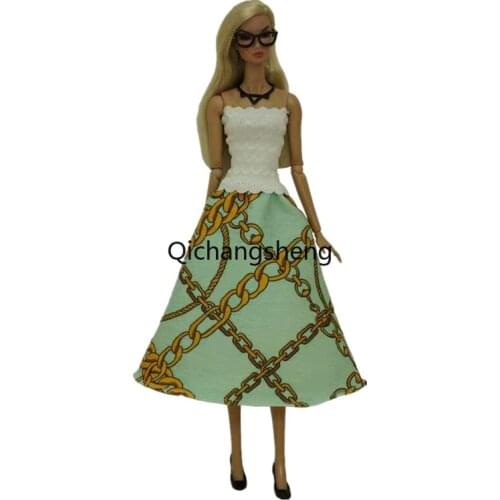 Cosplay White Green Off Shoulder 11.5" Doll Outfits For Barbie Princess Dresses Gown 1/6 BJD Clothes Kids Dollhouse Accessories