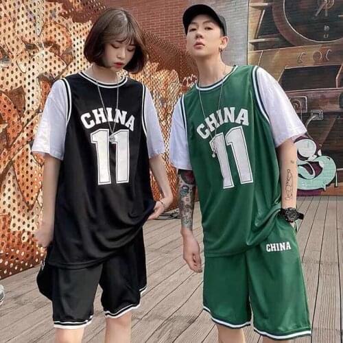 Suit Mens and Womens Korean Version of The Trend Basketball Dress Short-sleeved T-shirt Set Clothes Net Red Two-piece Set