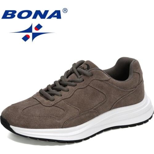 BONA 2021 New Designers Suede Running Shoes Men Casaul Sneakers Light Breathable Man Vulcanized Shoes Jogging Walking Footwear