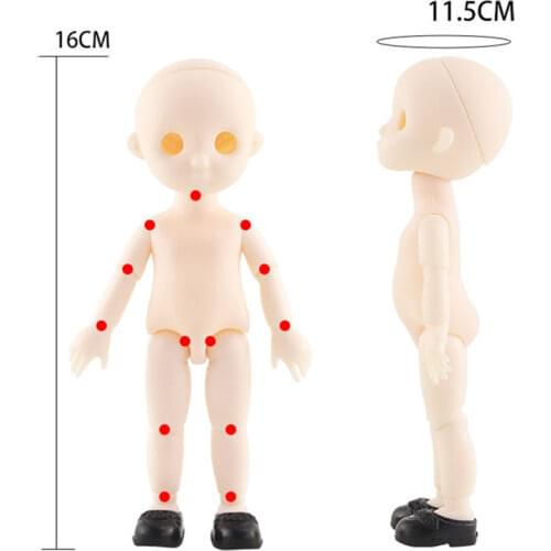 16cm Movable Neck Removable Head Doll 13 Movable Jointed BJD Doll Without Makeup for Girls Toys Nude Body Fashion Gift