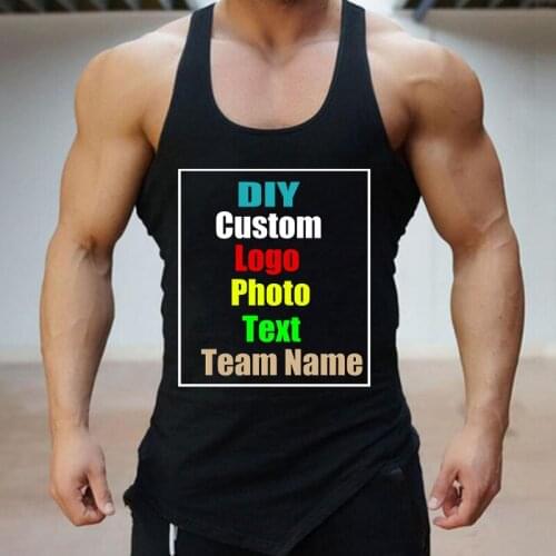 Customized picture LOGO mens mens deep-dig bodybuilding vest solid color blank summer bottoming undershirt