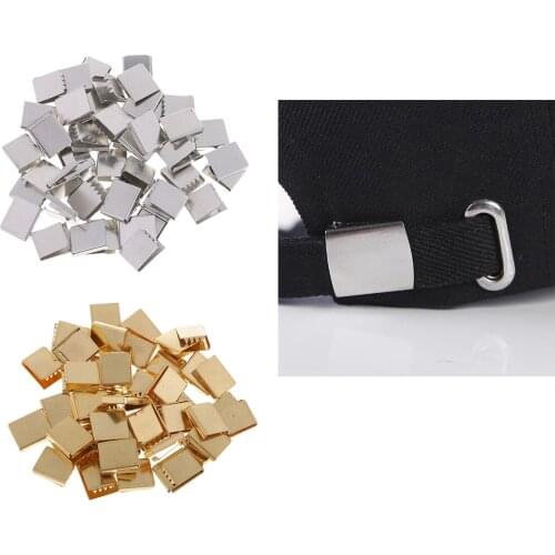 50 Pieces Metal 16mm Belt Buckle End Tip Silver/Gold for Canvas Webbing Leather Belt Edge Locking Sewing Clip Supplies