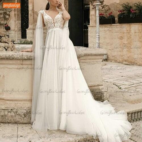 Fashion White Wedding Dresses 2021 Castle Boho Vestido De Noiva Garden Corset Tulle A Line Bridal Gowns Slim Fit Hochzeitskleid