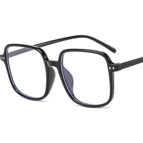 Oversized Rivet Square Eyeglasses Frame Women Men Transparent Lens UV400 Eye Protection Girl Sexy Ladies Black White Shades