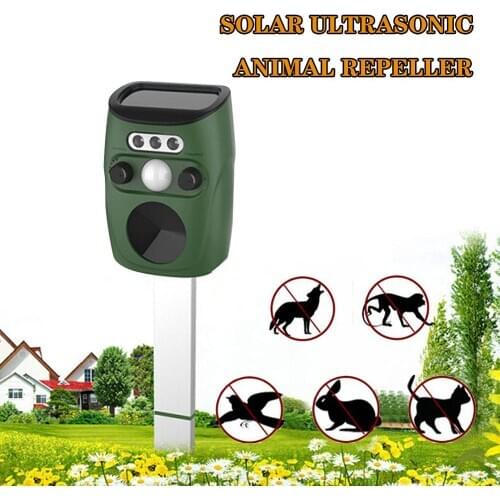 Animal Repeller Solar Ultrasonic LED Flash Cat Repeller Dog Repeller Waterproof Farm Courtyard Garden