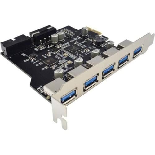 USB 3.0 PCI-E Expansion Card 5 Ports Hub Adapter External Controller PCI Express Card with Internal 19-Pin Connector