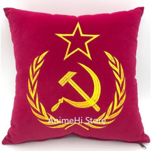 Soviet Union Pillow Doll USSR CCCP Cosplay Plush Toy Hand embroidery Sofa cushion Home Decoration for Gift 40x40CM