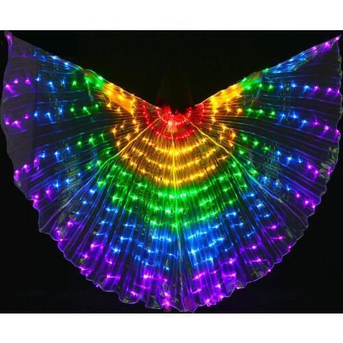 Rainbow Performance Prop Women Dance Accessories Girl DJ LED 360 Degree Wing Light Up Wings Costume Butterfly Wings 300pcs Lamps