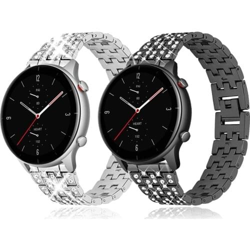 Women Diamond Strap for Huami Amazfit GTS 2/Bip Watch Band for Amazfit Watch GTR 42/47mm GTR 2/2e Bracelet Metal Belt 20mm 22mm
