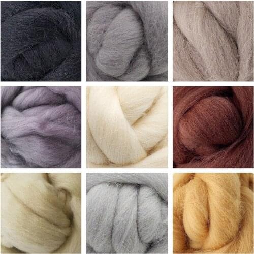 10g (9 Colors) Wool Roving Felting Wool 19 Microns Super Soft Natural Wool Fiber Value Pack for Needle Starter Felting Kit (F)