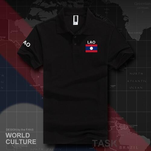 Laos polo shirts men short sleeve white brands printed for country 2017 cotton nation team flag new fashion Tops Laotian Lao
